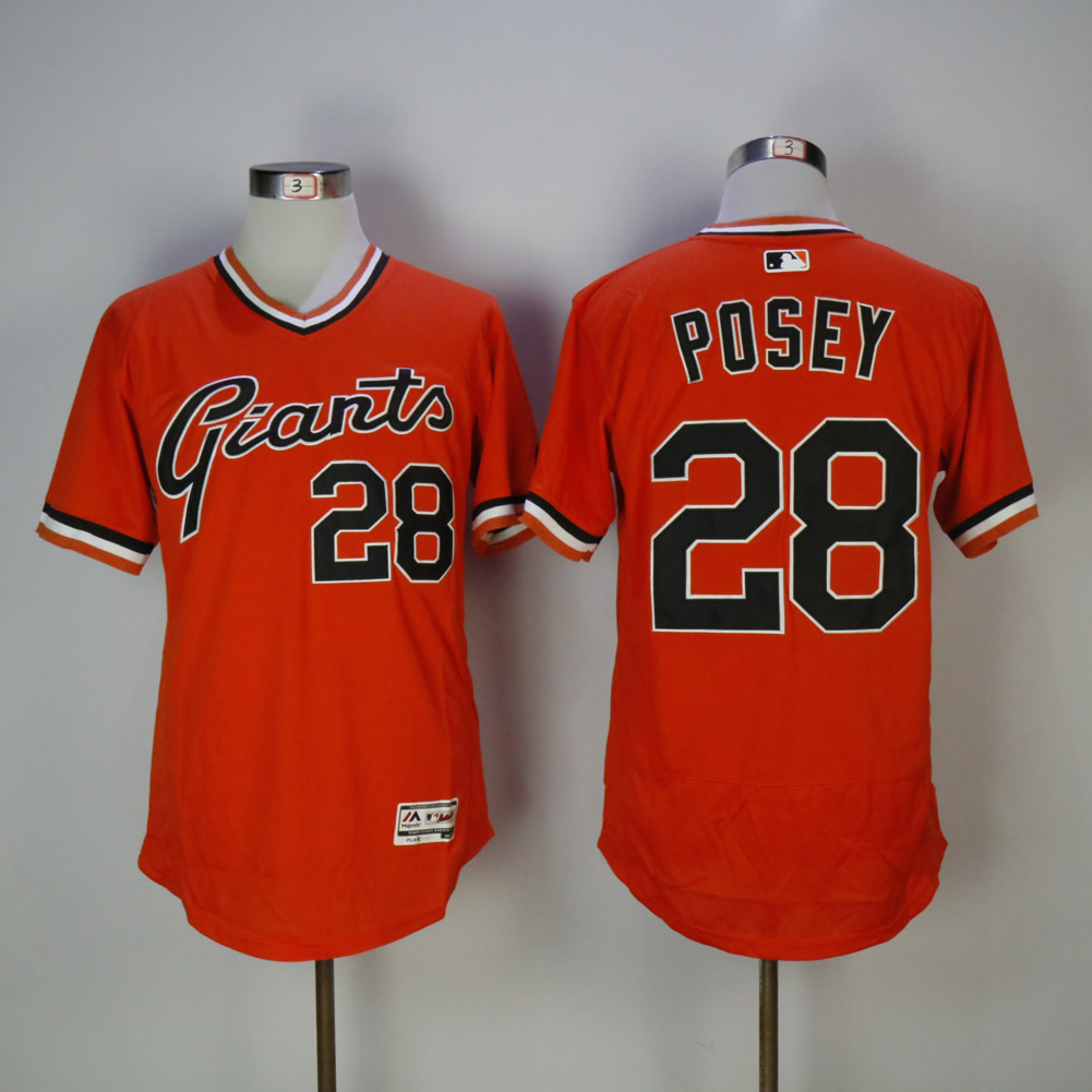 Men San Francisco Giants 28 Posey Orange Elite MLB Jerseys